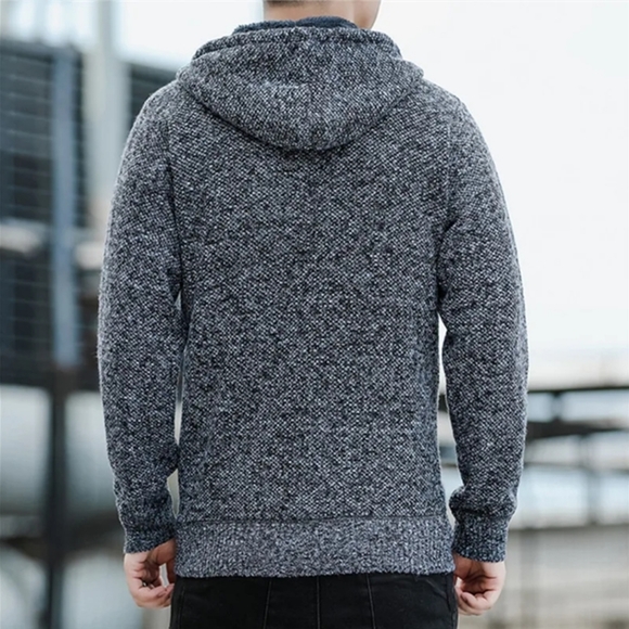 Men's Korean Style Knit Cardigan Long Sleeve Hoodie - Picture 2 of 8